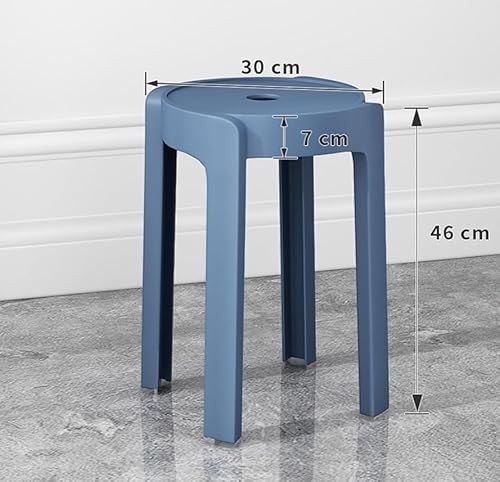 Taburetes apilables de plástico, sillas redondas portátiles sin respaldo para cocinas y jardines, disponibles en 10 colores, soluciones de asientos grises para exteriores - imagen 7