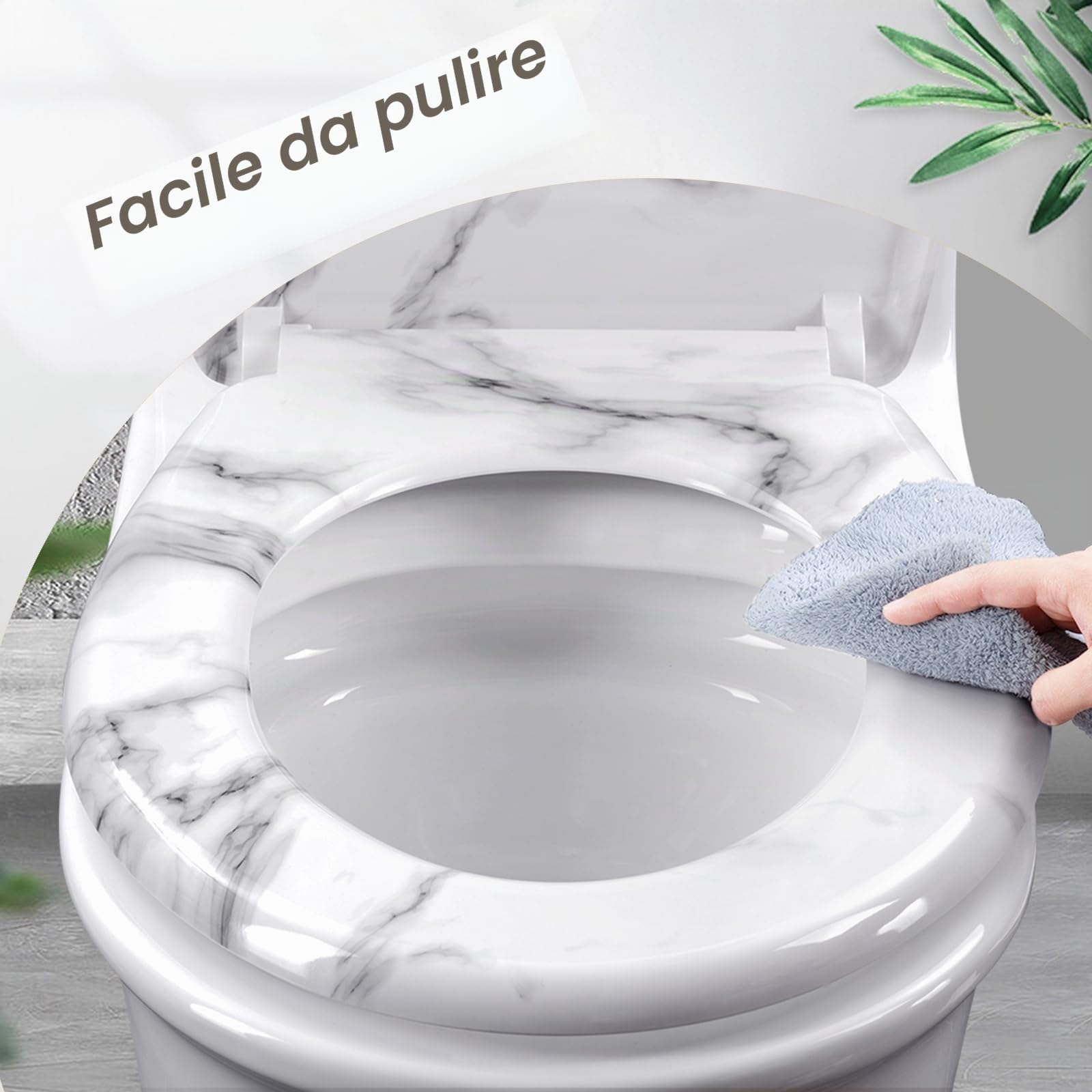 WOLTU Tavoletta WC Ammortizzata, Copriwater Ovale, Asse WC con Cerniere Regolabili con Paracolpi, in Duroplast