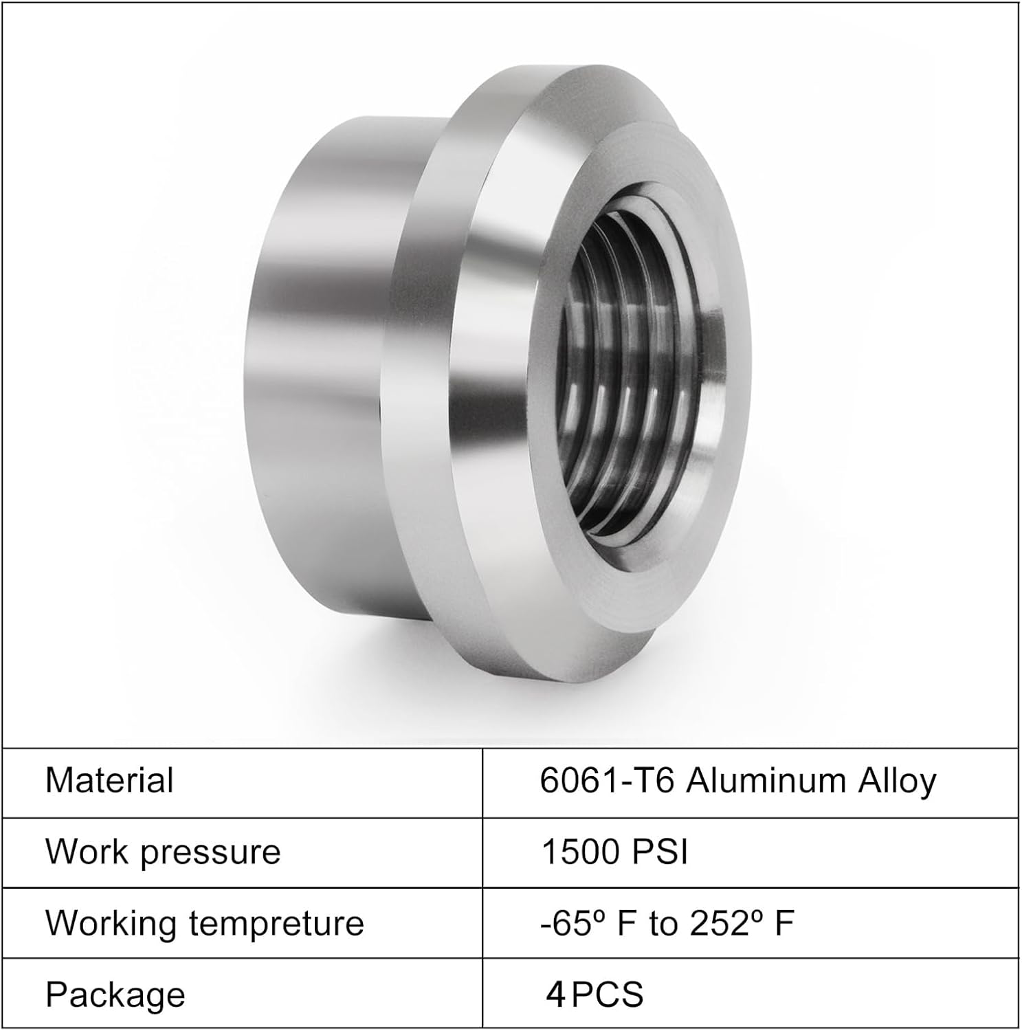 Aluminum 3/8" NPT Female Weld on Bung Weldable Fitting 4PCS
