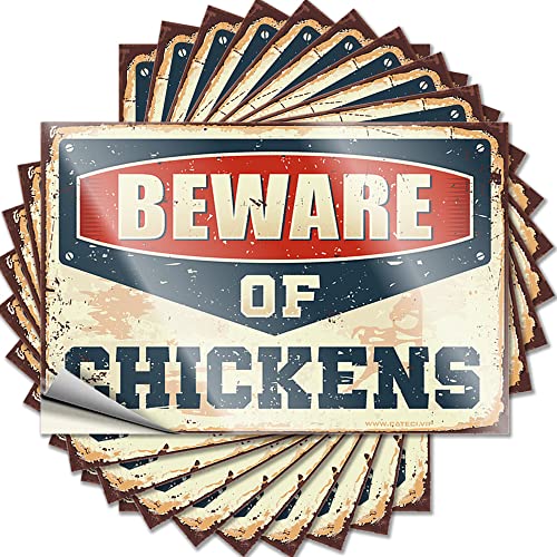Calcomanías divertidas para coches Beware of Chickens, 10 unidades de calcomanías y calcomanías pequeñas (8 x 12 cm)