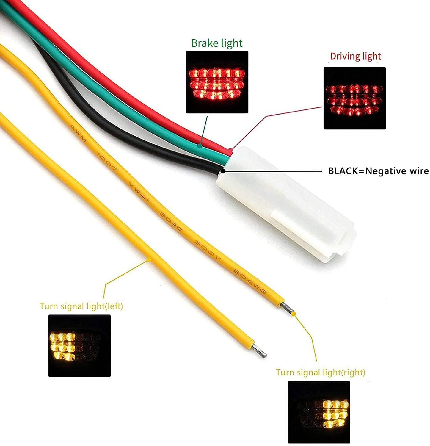 MZS Motorcycle Tail Light, LED Integrated Turn Signal