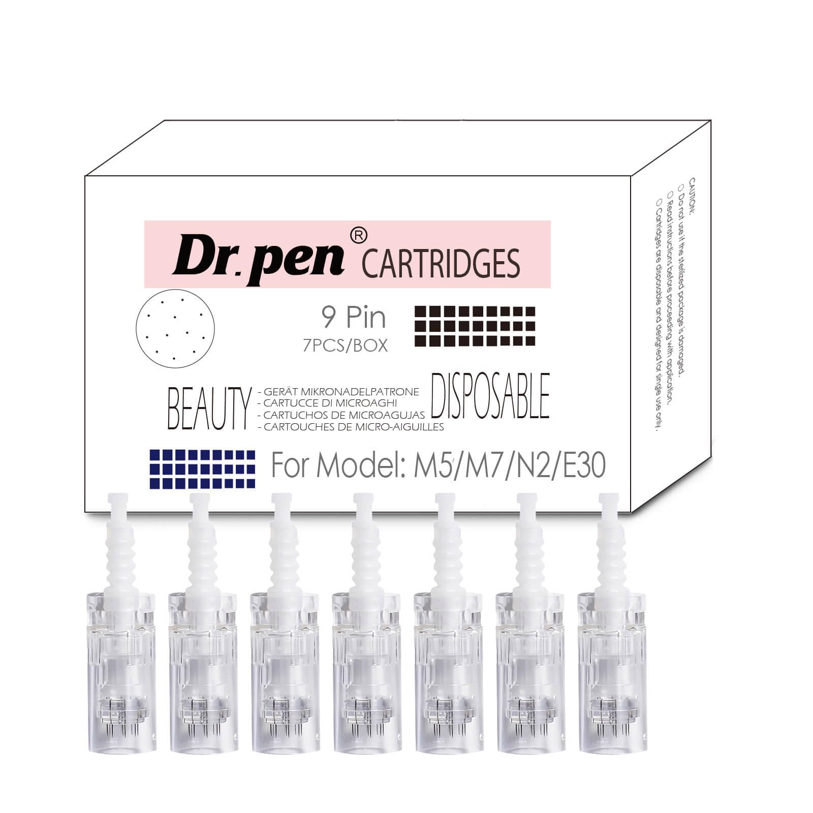 9 Pins Replacement Cartridges for Dr. Pen M5 M7 N2 E30 – Original Single-Use Beauty Tool Tips, Hygienic Cartridges for Smooth, Radiant and Refined-Looking Skin Care Routine (9 Pin, 7 Pack)