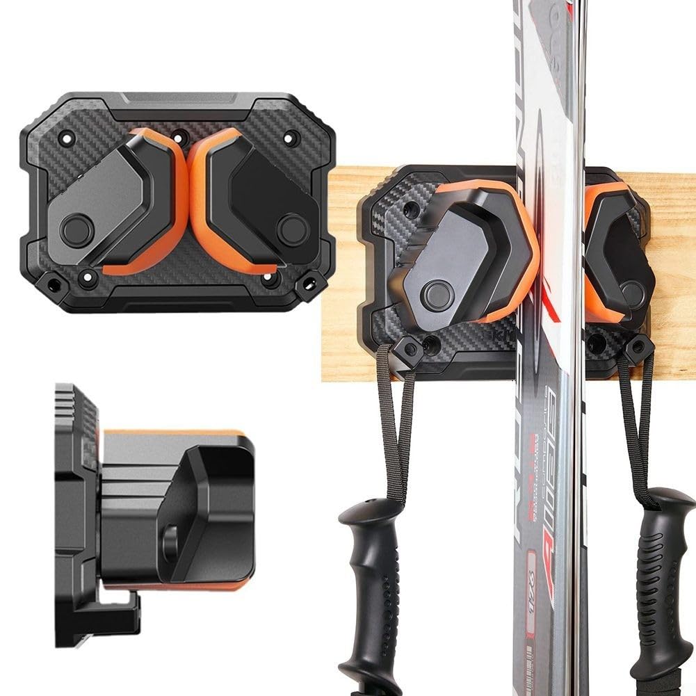 Rastrelliera da parete per sci e snowboard, sicura, antiscivolo, si adatta a qualsiasi sci/tavola, portasci e snowboard, organizer per attrezzi invernali, 1 pezzo