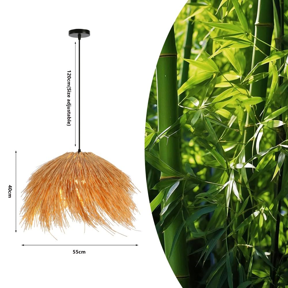 IMMAX BOHO NATURALEZA designerska lampa wisząca, dł. 55 cm. E27, naturalny rattan