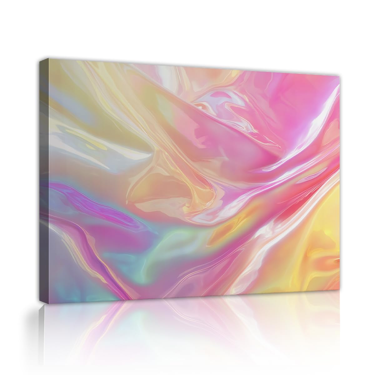 TOANGWALL Pastel Pink Canvas Wall Art Abstract Aesthetic Poster Soft Gradient Prints Fluid Wave Picture Bedroom Living Room Hallway Elegant Modern Home Decor 80x95cm