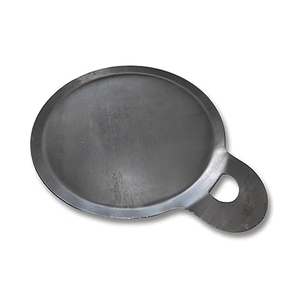 VALGHA VALAMUDAN AGRI ENGINEERING Traditional Iron Dia/Flat Design/Raised Border Dosa Tawa with Dosa Turner - Black |10 Inches