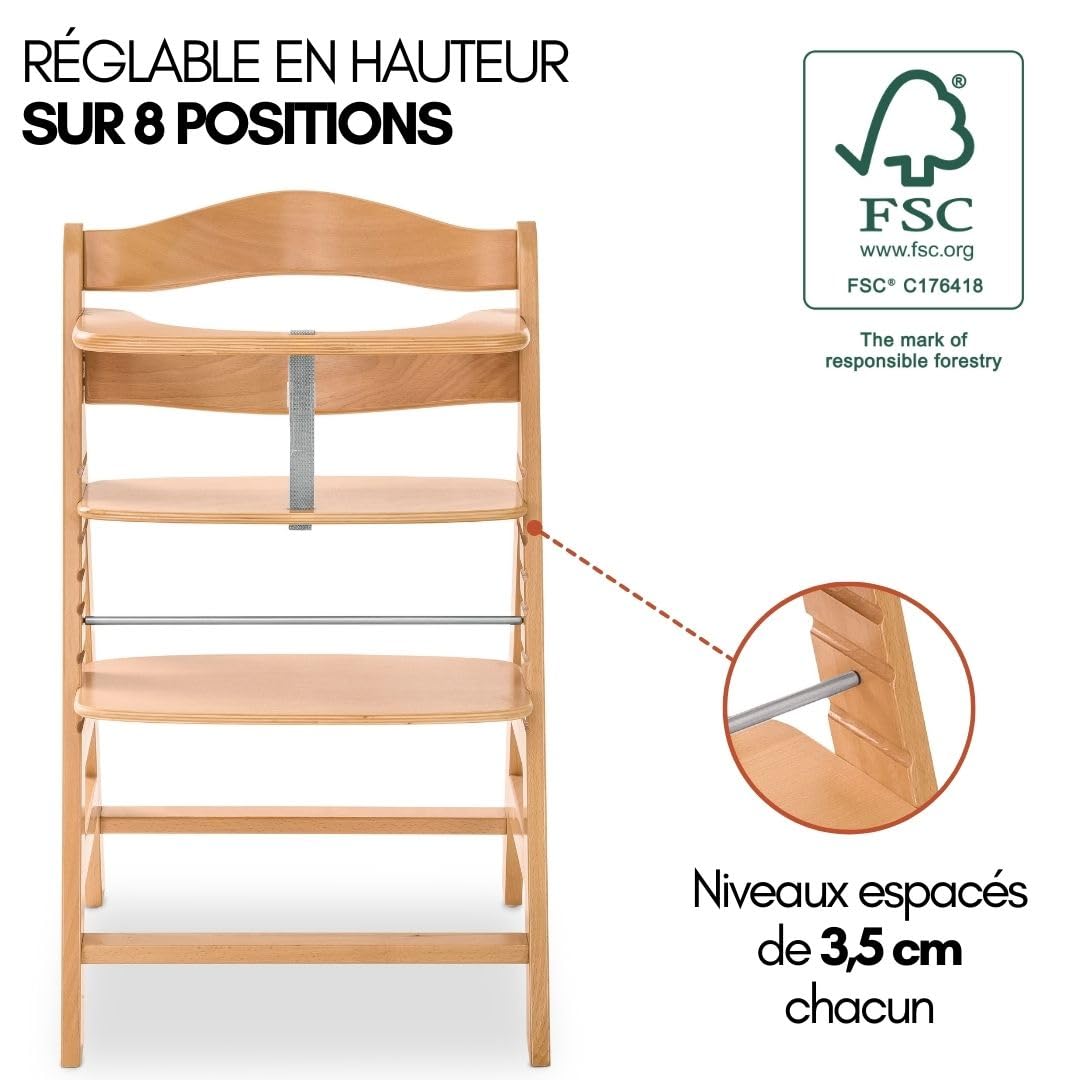 hauck Chaise Haute Bébé Alpha+ avec Plateau Play Tray et Jouet - Natural