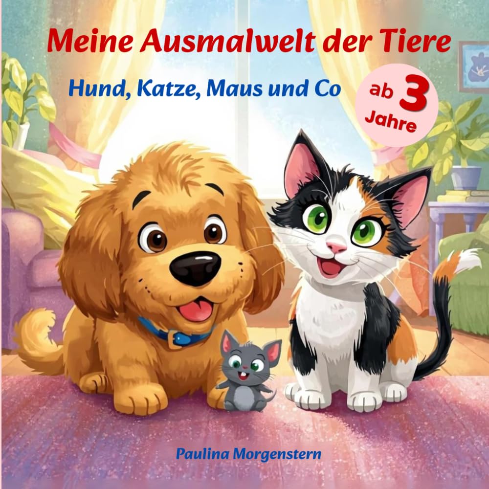 Meine Ausmalwelt der Tiere: Hund, Katze, Maus und Co, Malbuch für Kinder