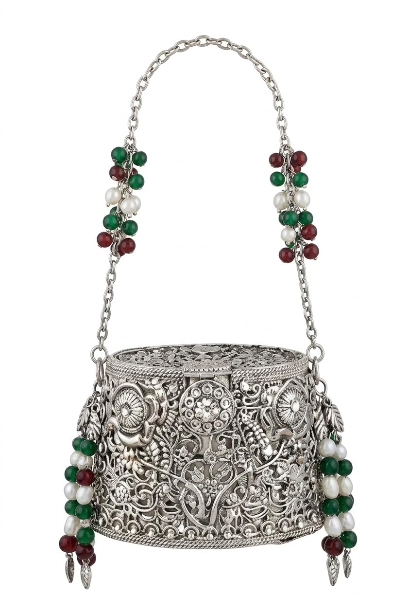 Potl Clutch Bag for Women | Embellished Party Mini Clutch with Sling Chains, Metal Clasp Closure, Ideal for Wedding & Festive Occasions-image-13