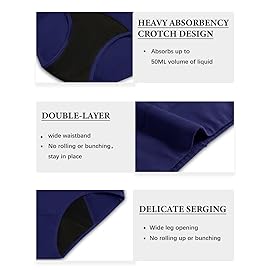 Molasus Incontinence Underwear for Women High Absorbency Period Leakproof Cotton Underwear Heavy Flow Menstrual Protective Panties Bladder Control Briefs 3 Pack,Multicolor,Small