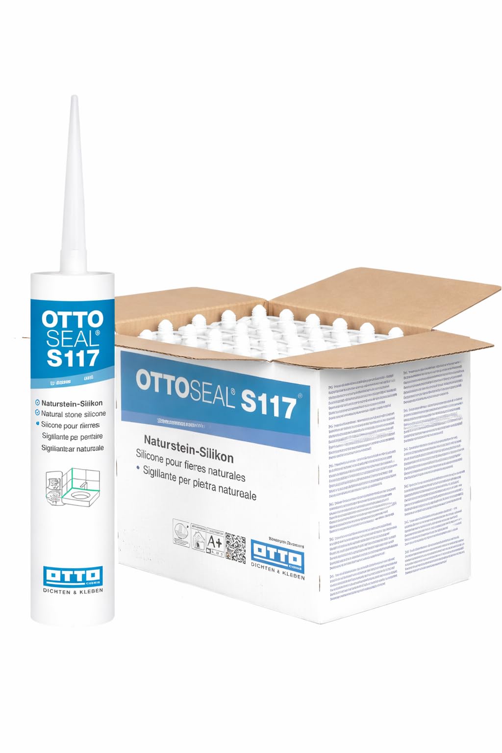 20 x OTTO-SEAL S117 310 ml perłowo-szary, silikon do marmuru, granitu, kamienia naturalnego, piaskowca, kwarcytu, gnejsu, porfiru, sanitarnego łazienki, prysznica, ściany, elewacji, fug sanitarnych