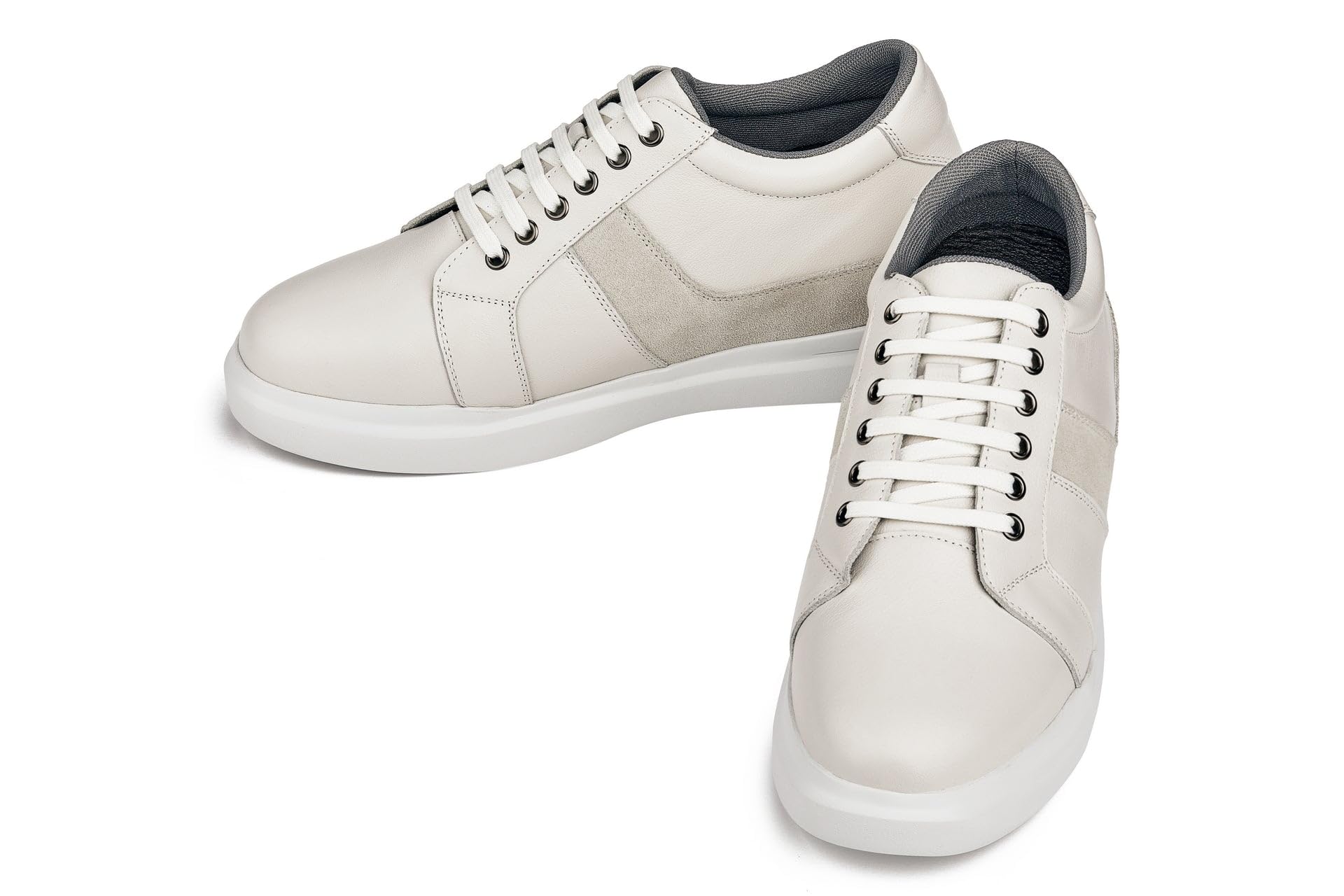 CALTO Zapatos invisibles para hombre con elevación de altura - Zapatillas de deporte de moda con cordones de cuero ligero - 3 pulgadas más alto