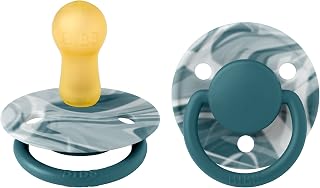 BIBS De Lux Tie Dye Soother 2-Pack, BPA Free Dummy Pacifier, Symmetrical Nipple. Natural Rubber Latex, Made in Denmark. 6-18 Months (Pack of 2), Forest Lake White