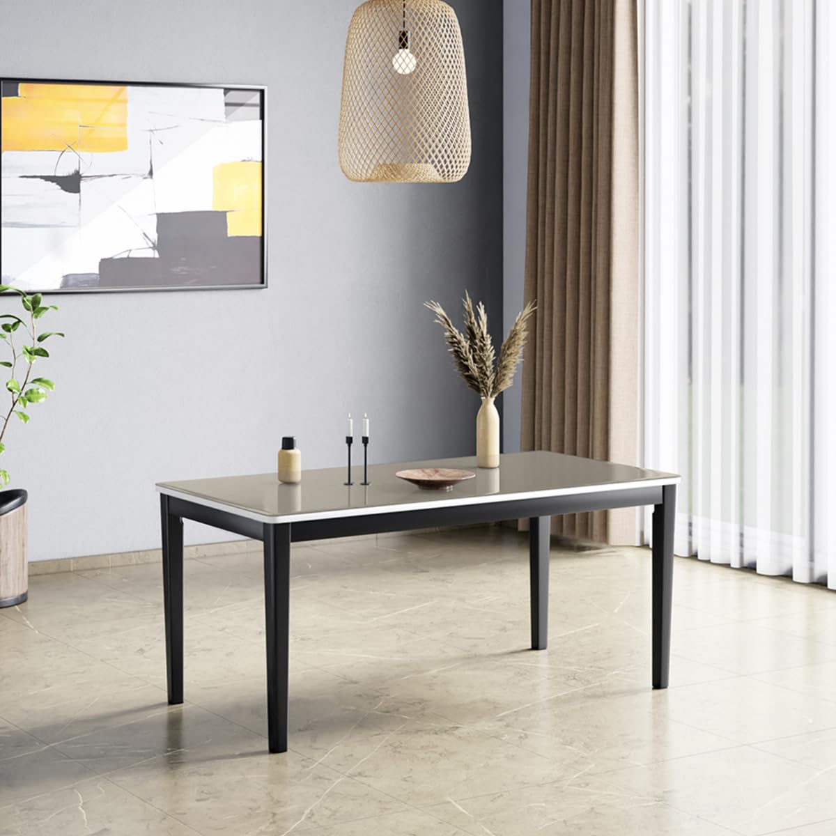 GODREJ INTERIO Wonder 6-Seater Metal Rectangular Dining Table (1-Year Warranty, Ivory)