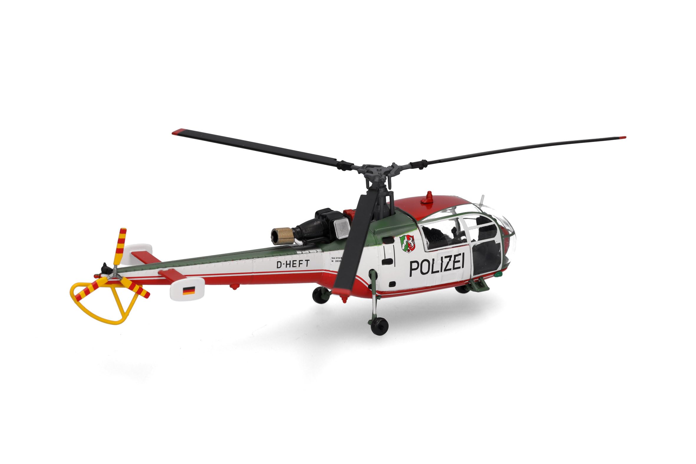 Herpa Hubschrauber Polizeifliegerstaffel Nordrhein-Westfalen Sud Aviation SA 319 Alouette III, Miniatur im Maßstab 1:72, Sammlerstück, Modellfahrzeug ohne Standfuß, Metall