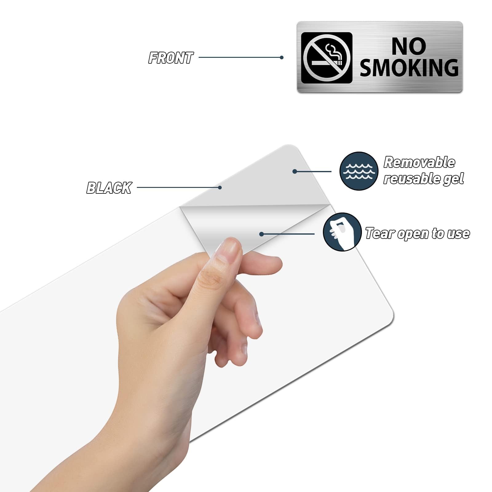 No Smoking Sign Señal de no fumar Aluminio 17,8 x 7,6 cm Señal de advertencia de no fumar Señales de seguridad metálicas reflectantes Impermeables para exterior e interior 4 piezas