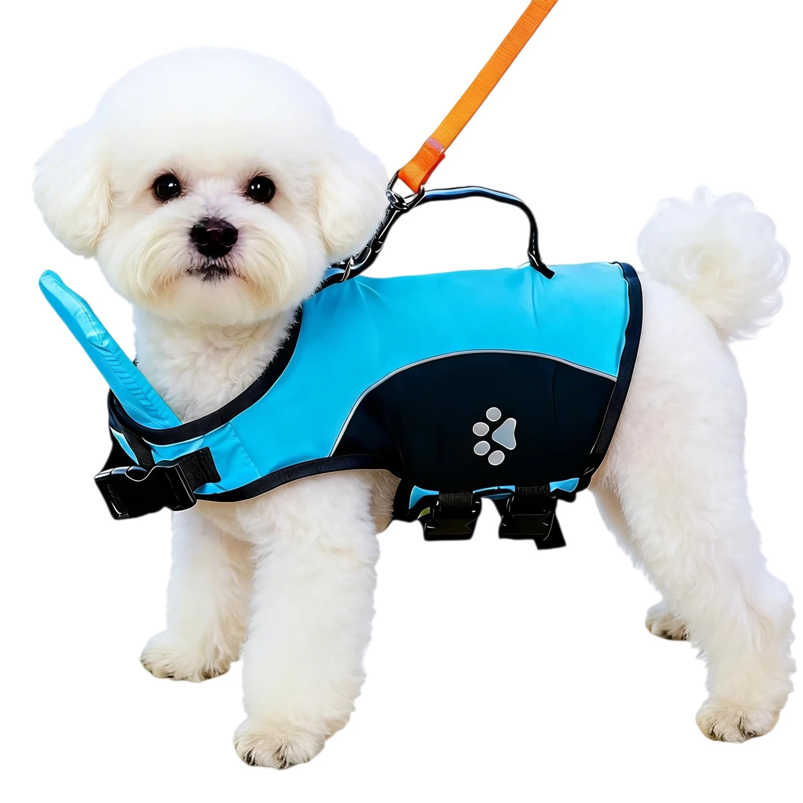 Dog Life Jacket for Swimming and Boating, High Flotation Safety Vest with Rescue Handle, Adjustable Reflective Lightweight Pet Life Preserver for Small and Medium Dogs (Blue, L) — image 1