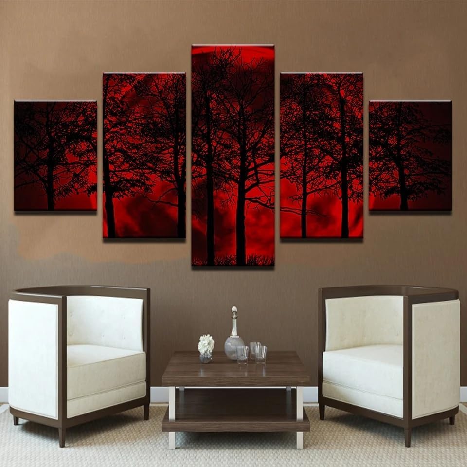 Tableau multi panneau nature pour un salon moderne au style scandinave