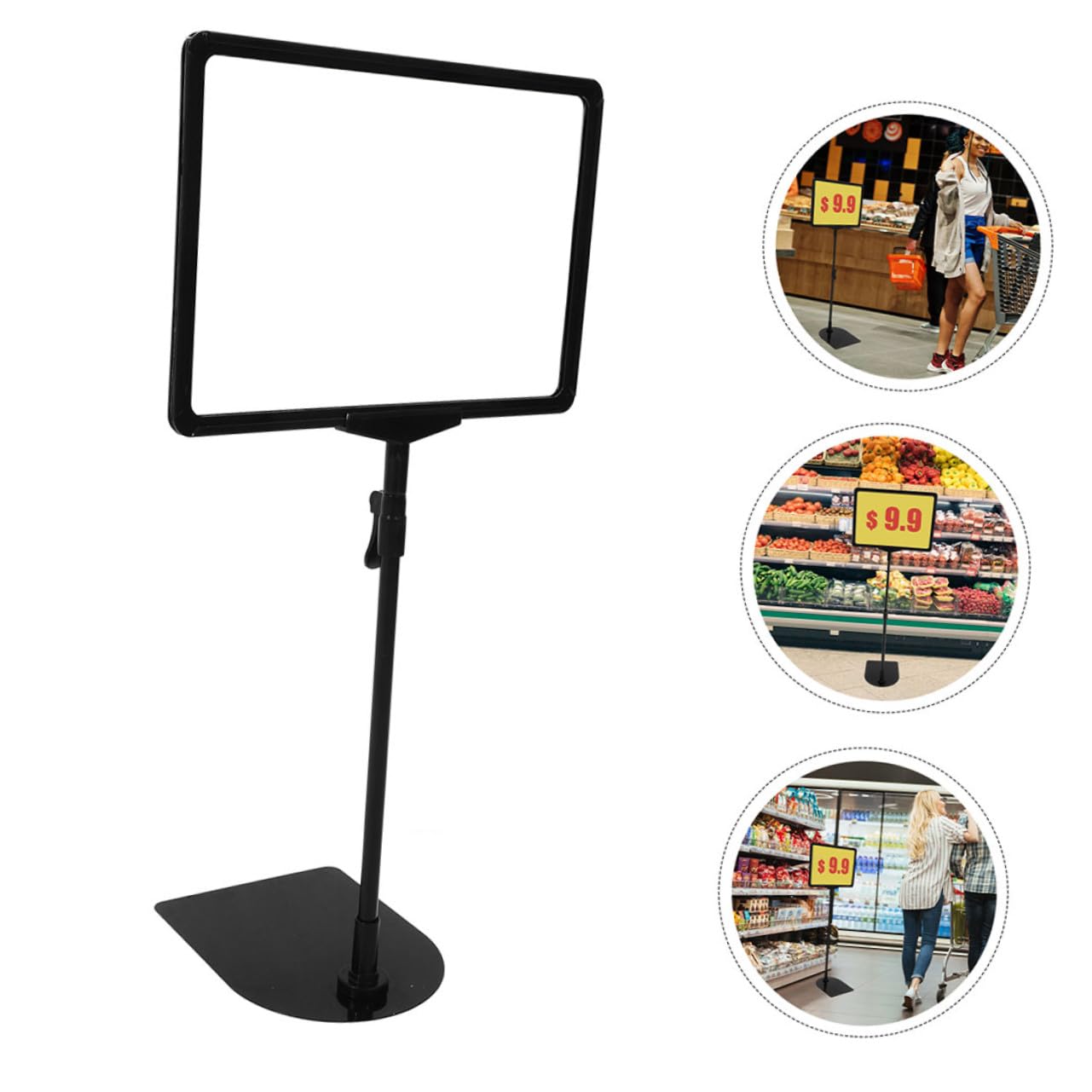 Supporto per Etichette dei Prezzi A4 Nero Set da 2, Porta Cartellini da Pavimento Resistente per Supermercati e Negozi, Espositori Promozionali Versatili e Facili da Installare