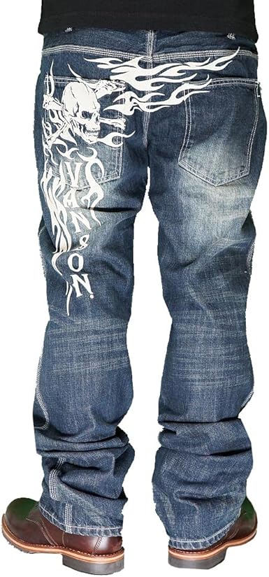 Amazon.co.jp: Banson VANSON Jeans Denim Men's Skull Embroidery One
