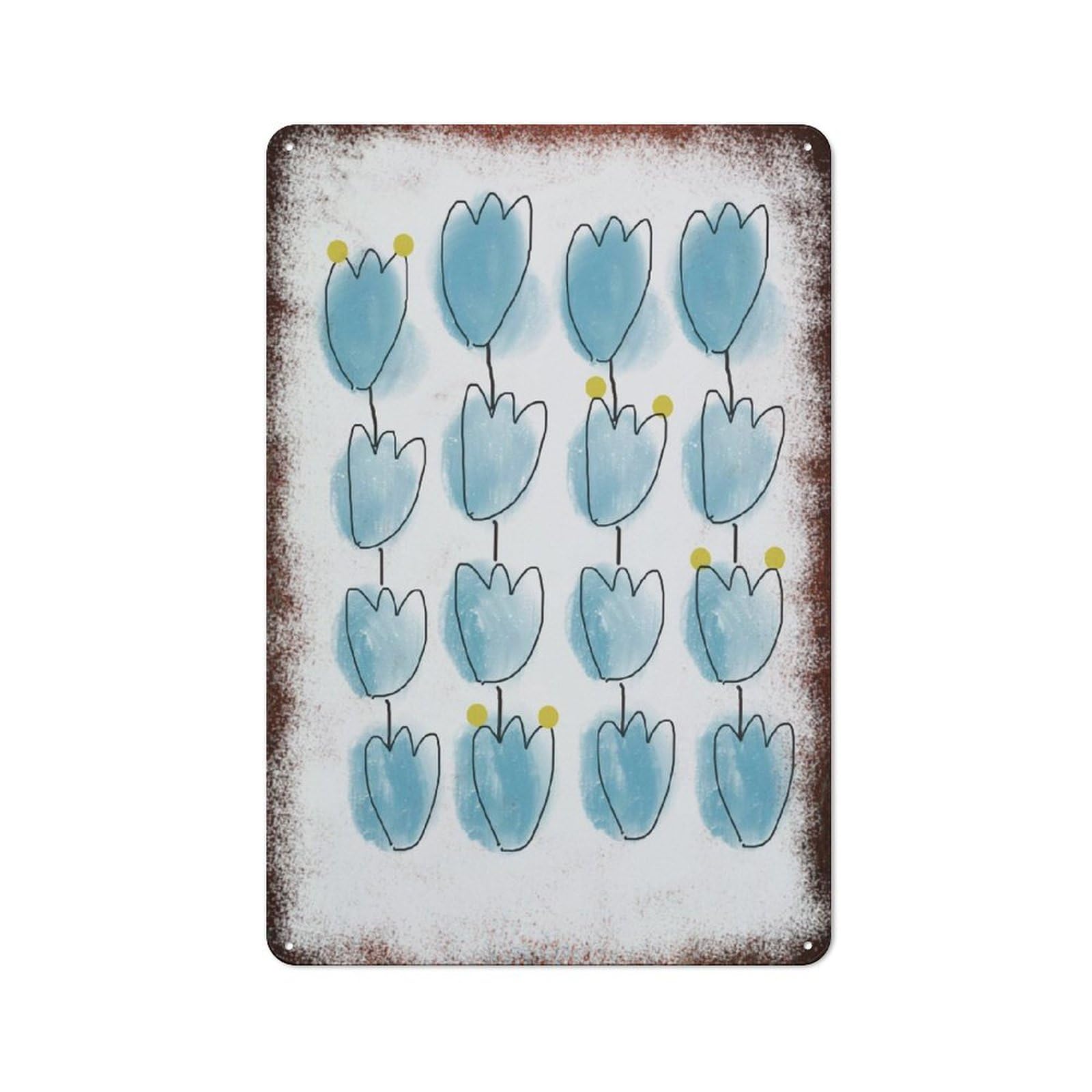 peiyeety Metal Tin Sign Blue Tulips Minimalist Pattern Vintage Rustic Wall Art Kitchen Bathroom Bedroom Living Room Cafe Farmhouse Entryway Office Garage Home Bar Laundry Room Porch Patio 6x8 Inch