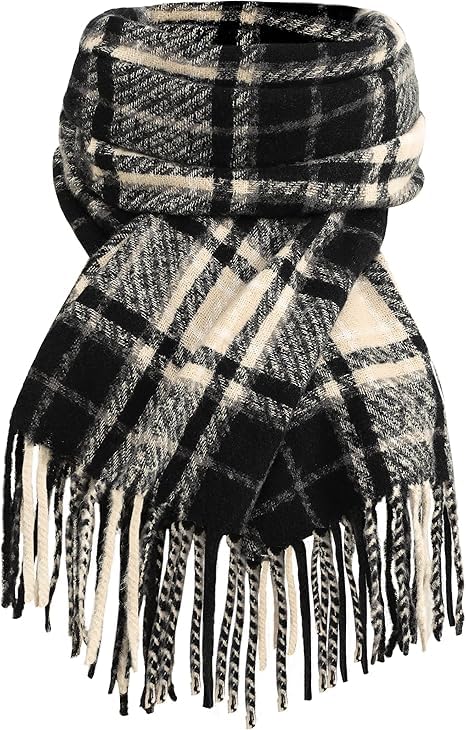 dofowork Winter Scarf for Women Winter - Scarves for Women/Men 79"×25" Tassel Blanket Scarf Womens Scarves Wraps - Black 1 Pack-picture-36