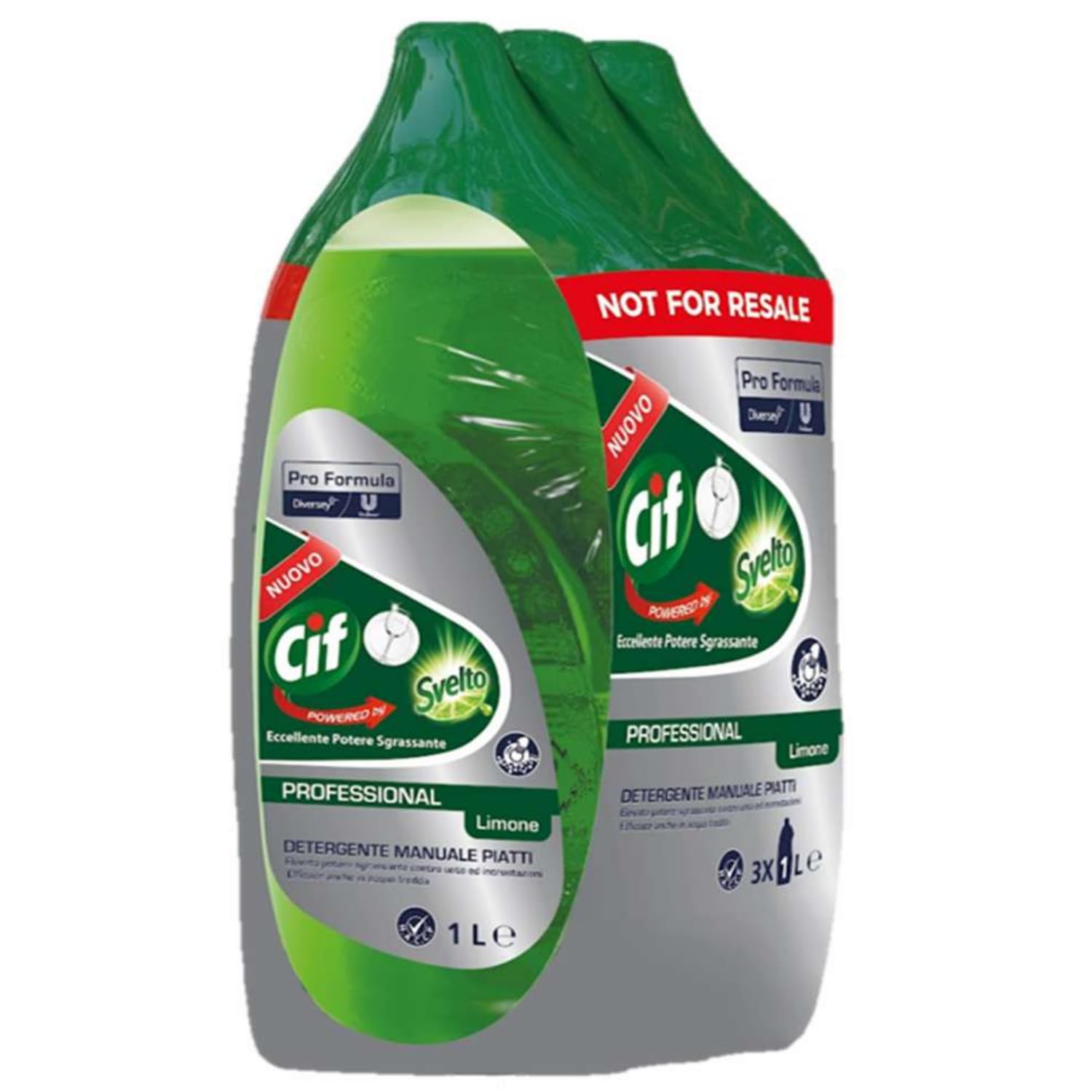 Cif powered by Svelto | 12 x 1L (12 Litri) Detergente Manuale Piatti profumo di Limone, Pro Formula, Elevato potere Sgrassante contro unto ed incrostazioni - Efficace anche in Acqua Fredda