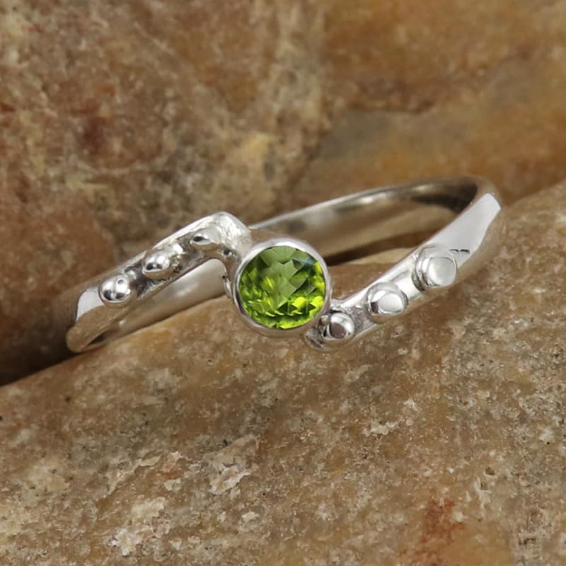 Peridot pierścionek ze srebra wysokiej próby 925, biżuteria dla mężczyzn i kobiet, CRG-1077AJ1_(47 (15,0)), metal szlachetny Kamień szlachetny, Perydot