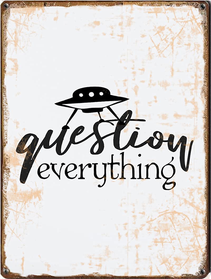 Kwqdozf Tin Sign-6 8X12 Inch Question Everything Vintage Metal Aluminum Tin Sign Door Signs 8X