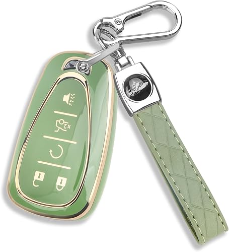Miniatura 7 de QBUC Funda de llavero para Chevy con llavero con ribete plateado, funda de protección de TPU suave compatible con Chevy Equinox Malibu Camaro Cruze