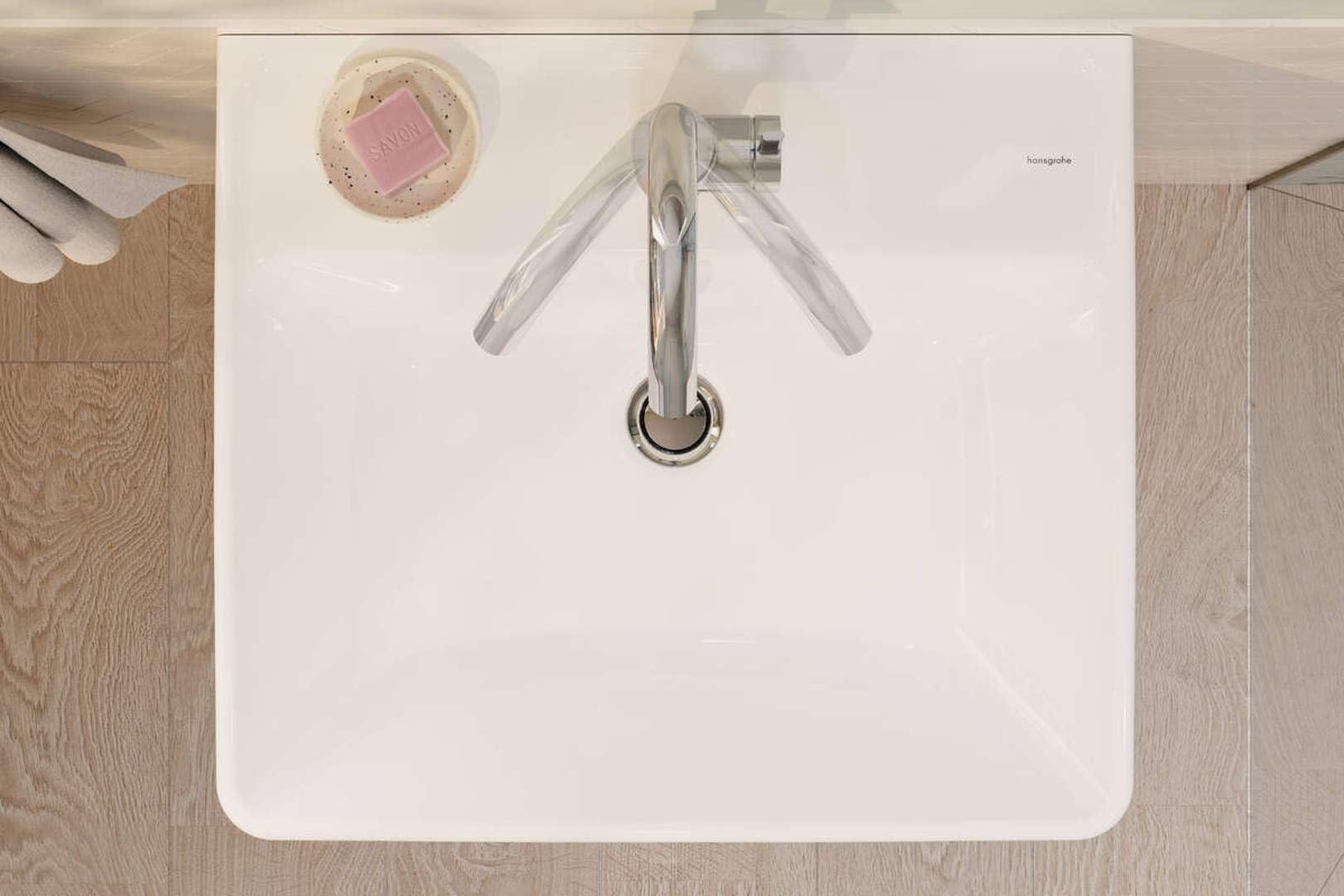 hansgrohe Xanuia Q Handwaschbecken, 1 Hahnloch, mit Überlauf, 500x390mm, weiß, 60131450