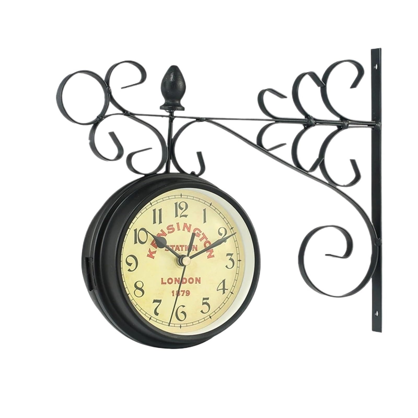 Horloge murale vintage double face ornement rétro antique noir