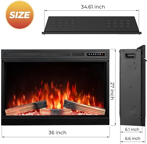 Vista 37 de R.W.FLAME Chimenea eléctrica de 22 pulgadas, chimenea envolvente de madera, llama LED ajustable, control remoto 750-1500 W (22 x 23 pulgadas)