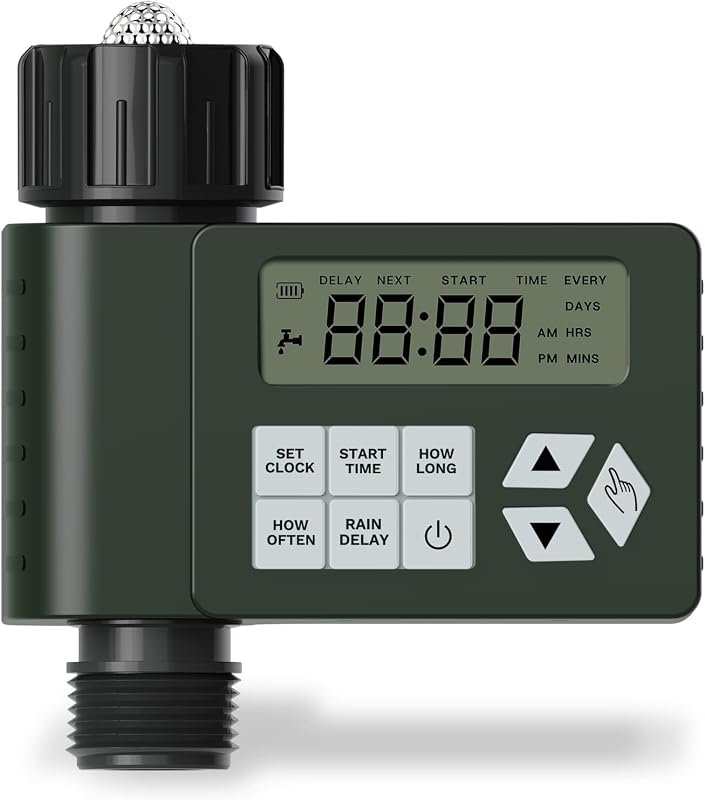 Hose Faucet Water Timer for Outdoor Garden, Ortis Programmable Sprinkler Timer with Rain Delay/Manual/Automatic Mode, IP67 Leak-Proof Design for Lawn Yard, 1 Outlet