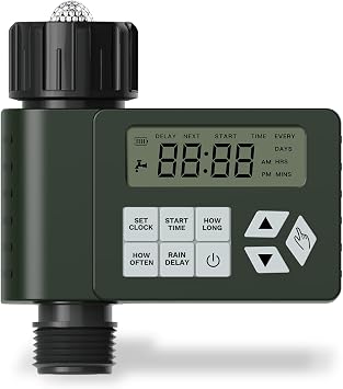 Hose Faucet Water Timer for Outdoor Garden, Ortis Programmable Sprinkler Timer with Rain Delay/Manual/Automatic Mode, IP67 Leak-Proof Design for Lawn Yard, 1 Outlet