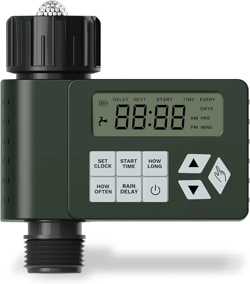 Temporizador de torneira de mangueira para jardim ao ar livre, temporizador de água programável Ortis para irrigação, design IP67 e à prova de vazamento, atraso de chuva/modo manual/automático para