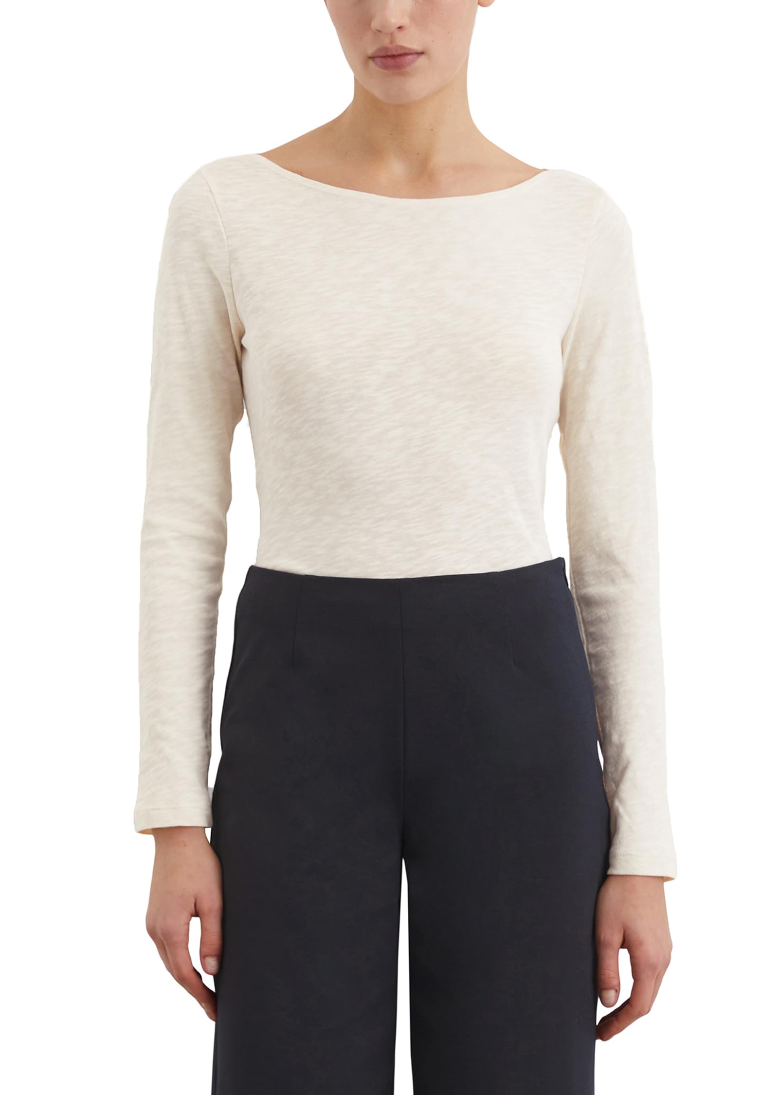 Marc O'Polo Damen Langarmshirt aus Bio-Baumwolle mit U-Boot-Ausschnitt