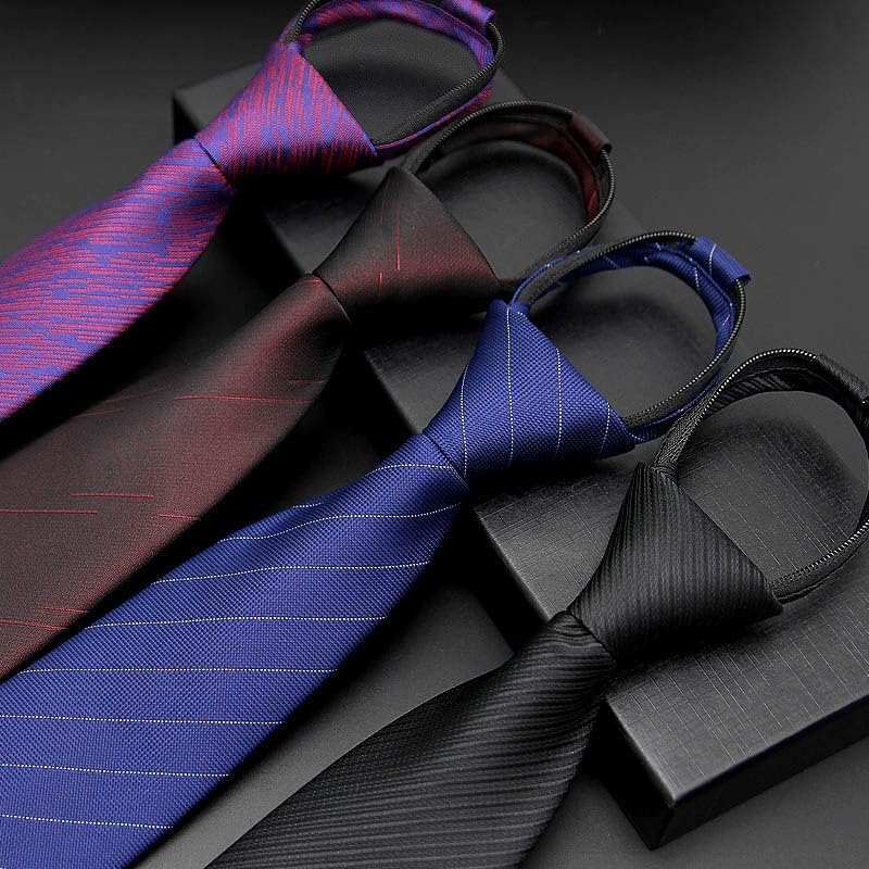 Men Business Zip Tie Polyester Formal Fashion Stripe