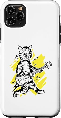 Carcasa para iPhone 11 Pro Max Cool Cat Playing Guitar Music Lover