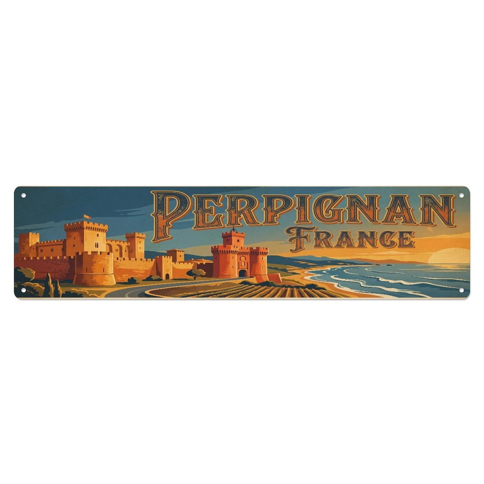 Tgrcjimh Style Metal Tin Sign Vintage Travel France Perpignan