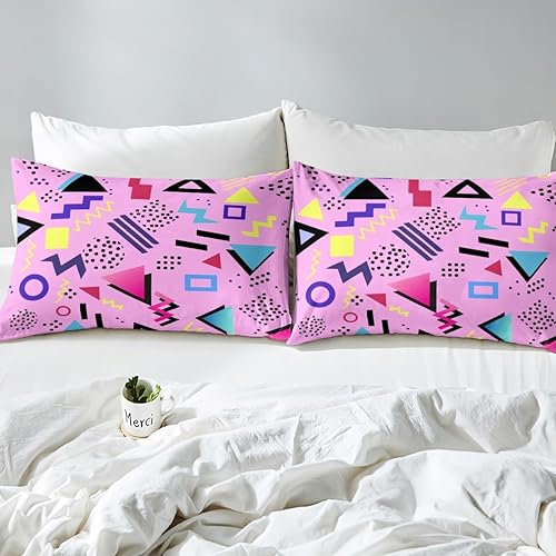 Miniatura 4 de Juego de ropa de cama de los años 80 con patrón de Memphis, juego de sábanas vintage de los años 90, estilo Memphis, juego de sábanas de cama con