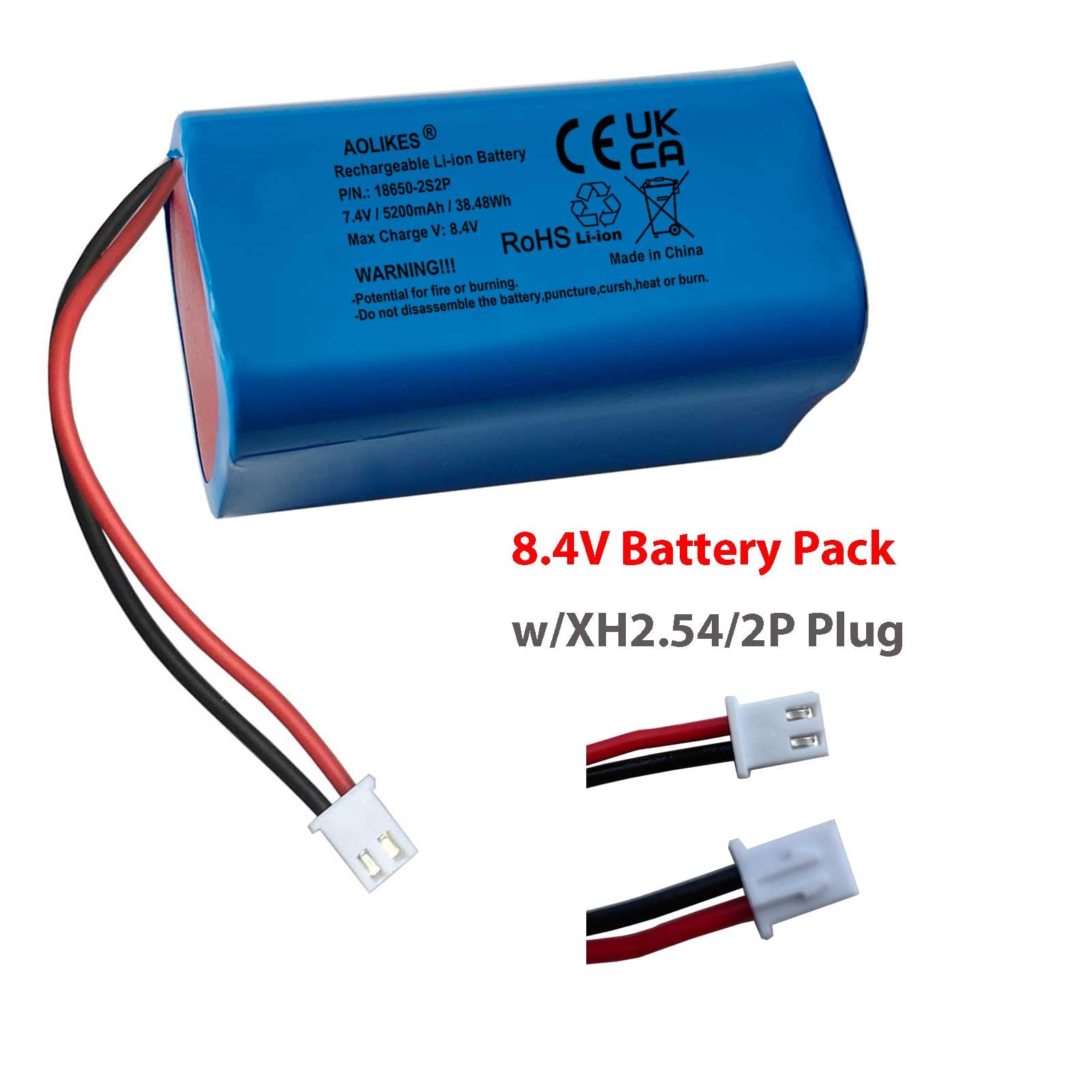 Amazon.com: AOLIKES 7.4V Lithium-ion Battery Pack 5200mAh