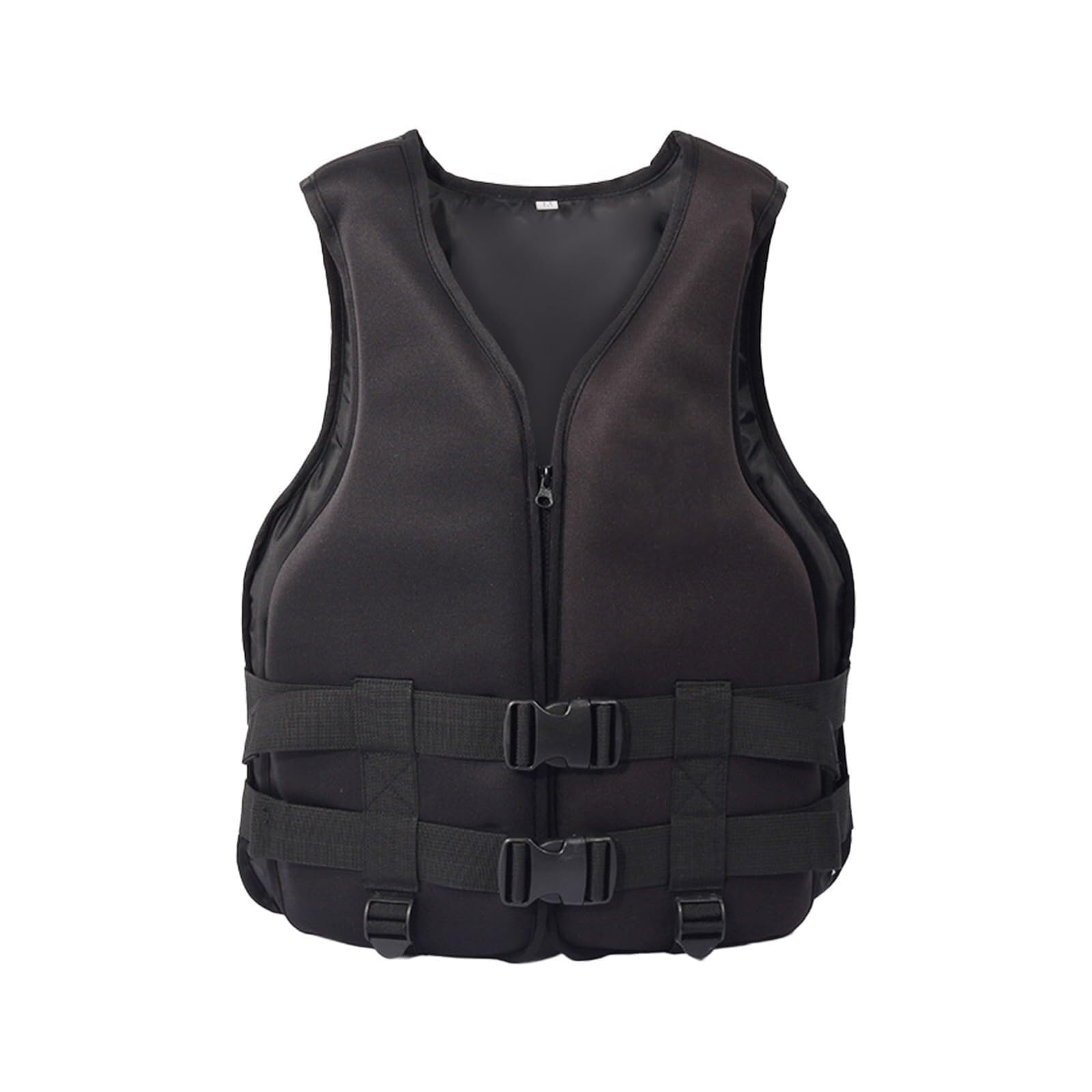 Life Jacket with Zipper and Belt, Swim Vest, Safety Vest for Kayaking, Paddle Boarding, Fishing, Boating, Adjustable Fit for Calm Waters(Black A,S)