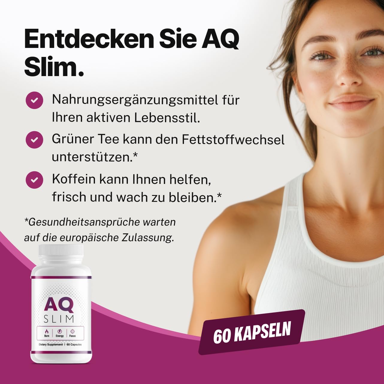 AQ Slim Pflanzenextrakt-Kapseln, Himbeerketon und Grüner Tee, 60 Kapseln, Nahrungsergänzungsmittel