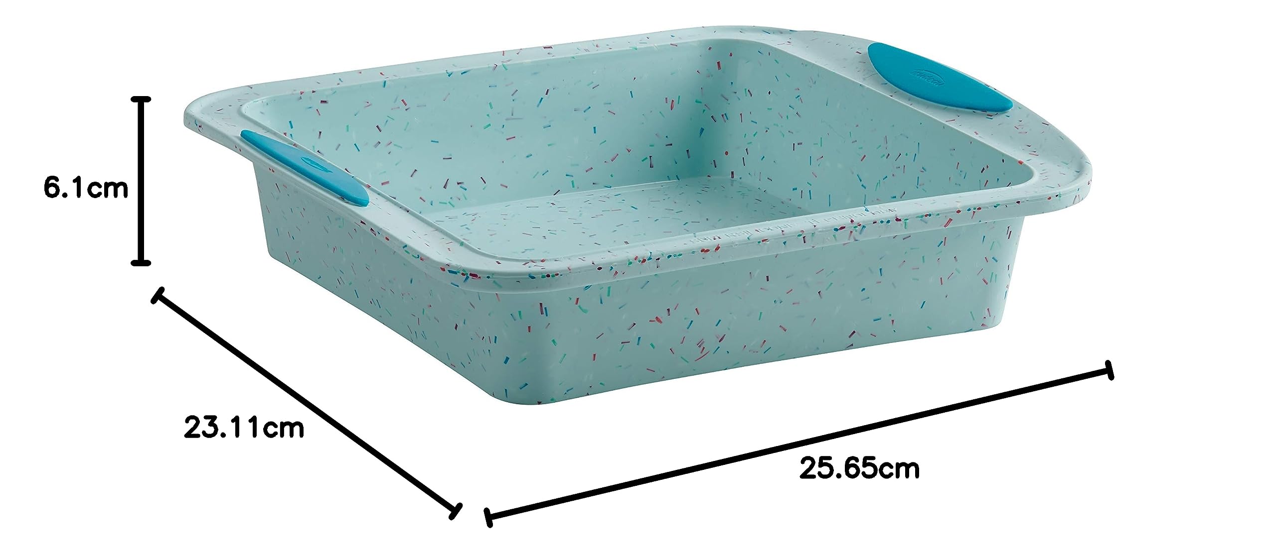 Trudeau 05118656 Quadratische Kuchenform aus Silikon, 20,3 x 20,3 cm, Konfetti, mittelgroß, Blau