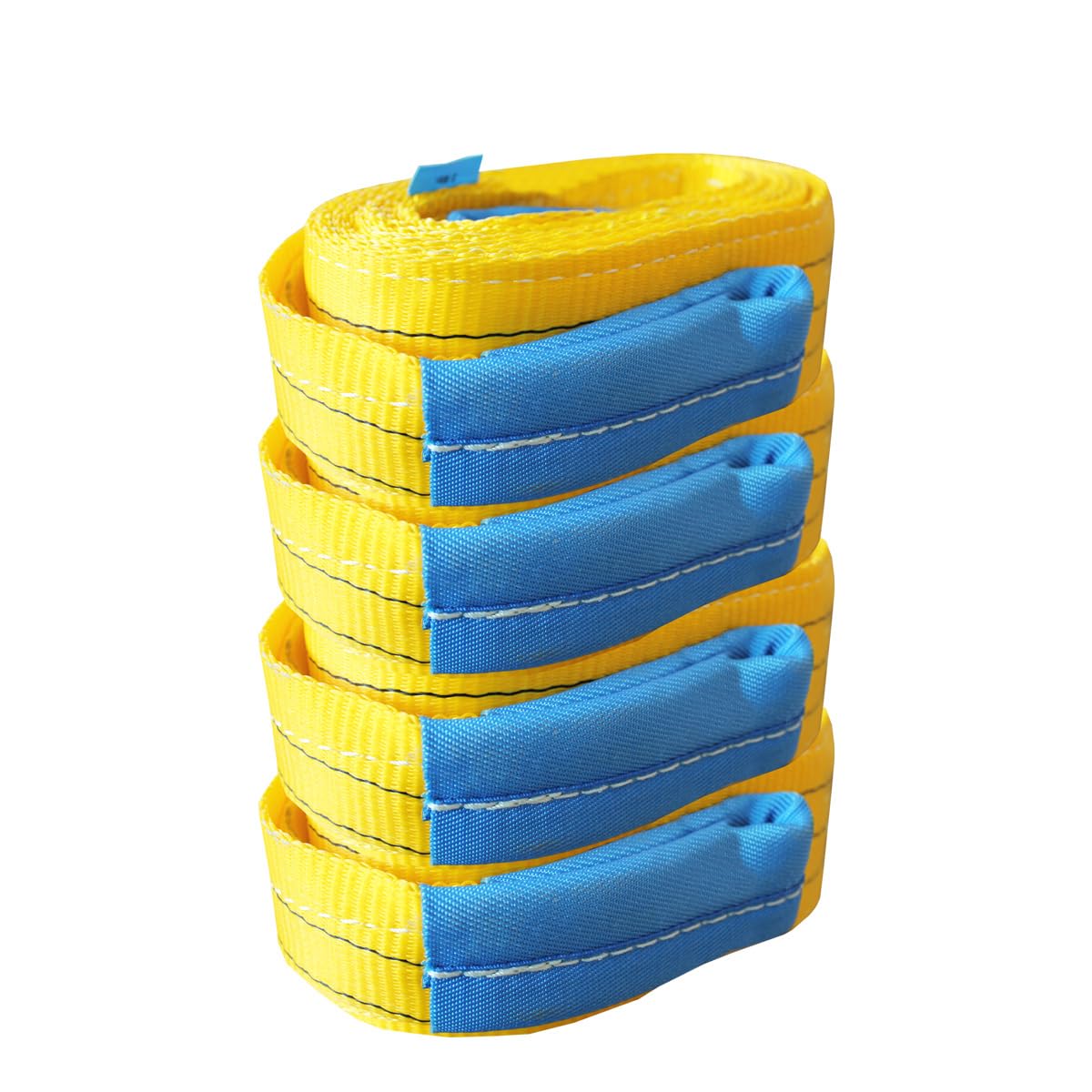Set N°4 Fasce Gialla Portata 3000 kg 5 Metri - Kit con 4 Brache Per il Sollevamento 3 Ton Lunghezza 5 metri