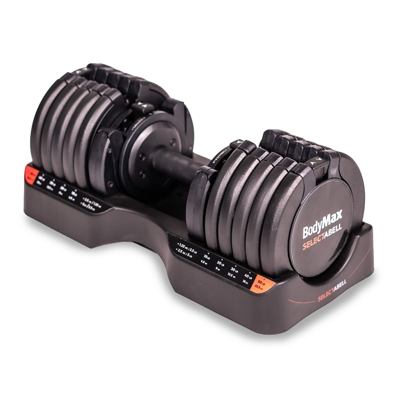 BodyMax Selectabell Adjustable Dumbbell – Space-Saving, Quick-Change Weight System with Durable Steel Construction – Ideal for Home Strength Training - up to 25kg or 34kg (25, Kilograms)
