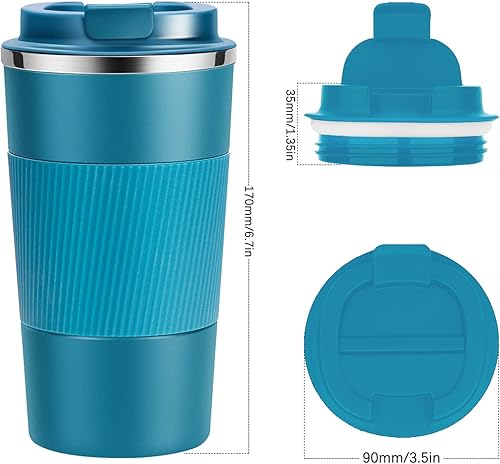 Miniatura 4 de YINJAM Taza de café de viaje de 17 onzas, tazas de café aisladas para llevar, con tapa a prueba de fugas, acero inoxidable al vacío, vaso térmico de