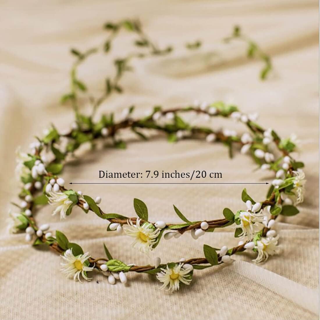 Uongeod Flower Crown (2 packs) Boho Flower Wreath Artificial Floral Crown Bridal Headpiece Greenery for Wedding Ceremony Party Festival - Image 4