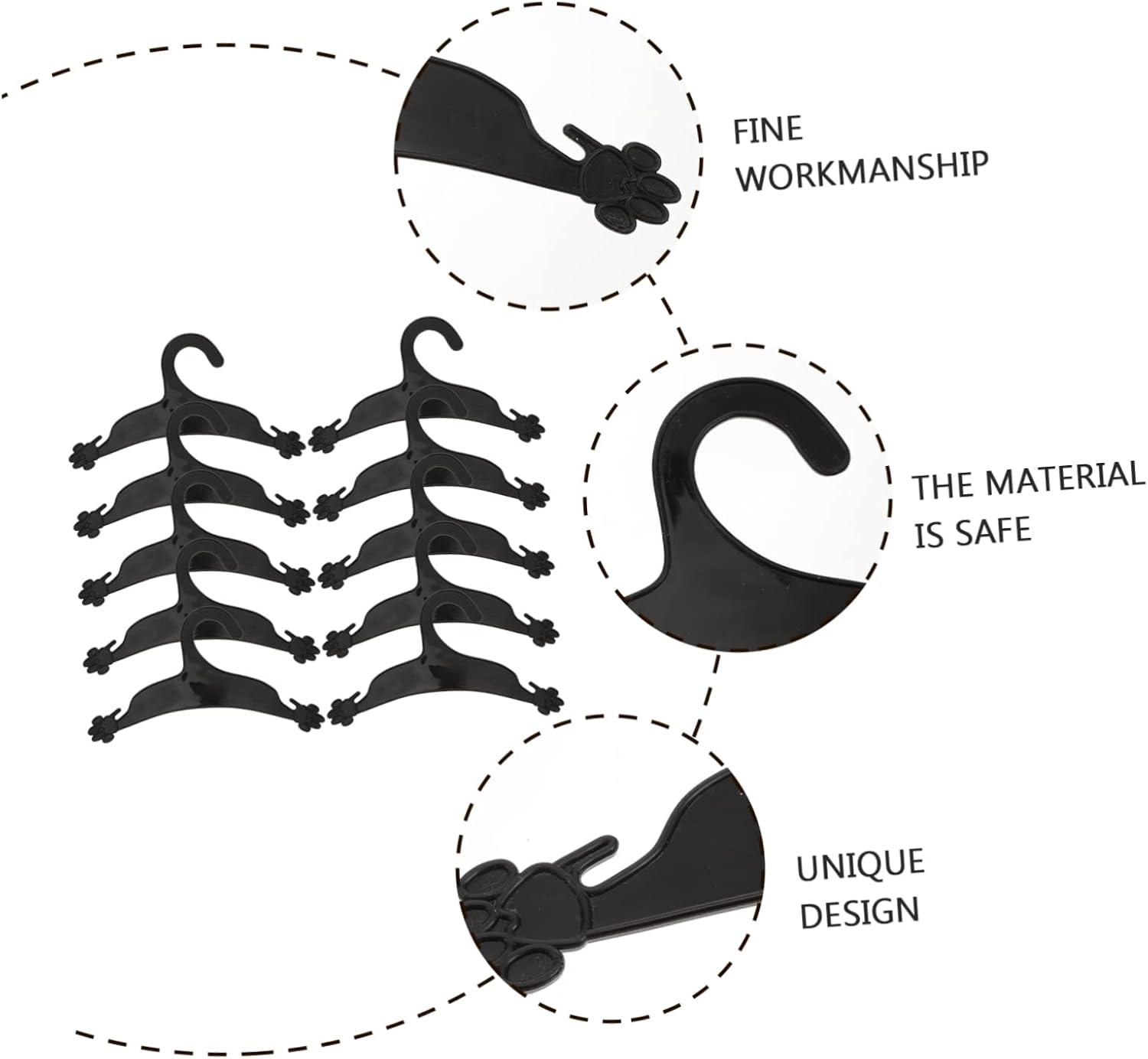 Abaodam 10pcs Shaped Hanger for Pet Clothes Lightweight Dog Clothing Rack for Easy Storage and Travel for Puppy Apparel and Accessories image 4
